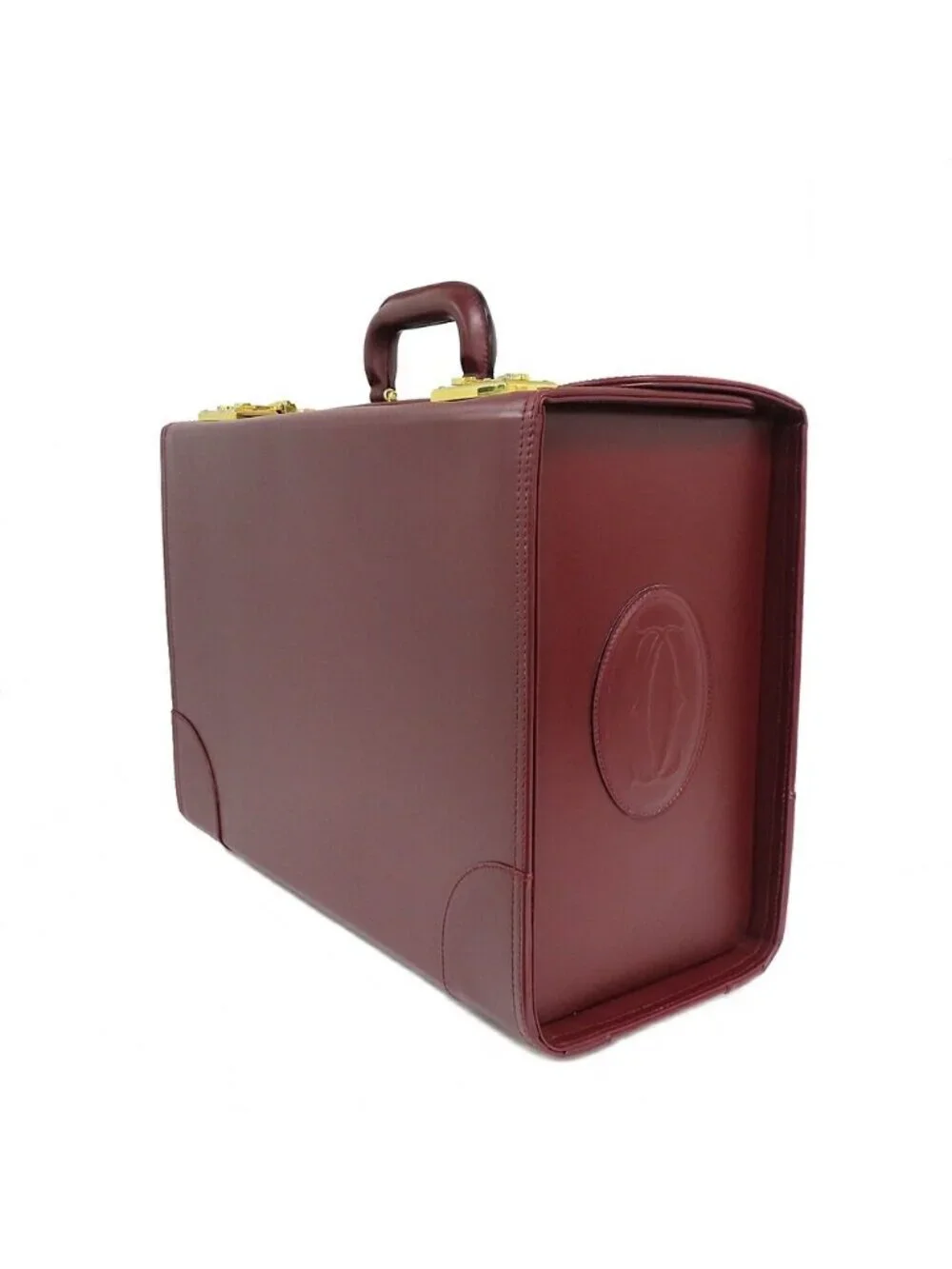 Cartier Flight Case Vintage Burgundy Leather Large Handbag